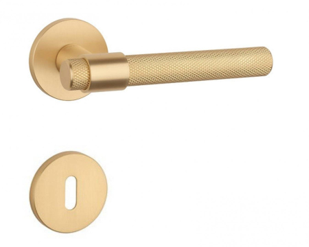 Manere - Maner usa de interior, AURA, auriu satin mat, cu rozeta cheie