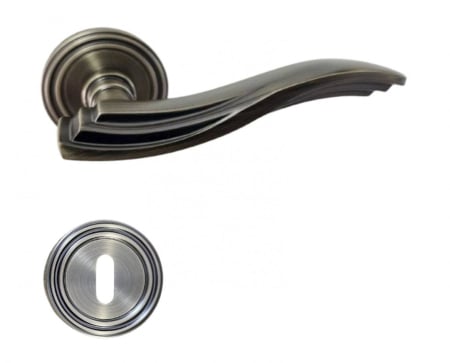 Maner usa de interior, Malta, bronz mat, cu rozeta rotunda cheie