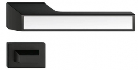 Manere - Maner usa de interior, MAXIMA CONNECT, negru decor alb mat, cu rozeta buton