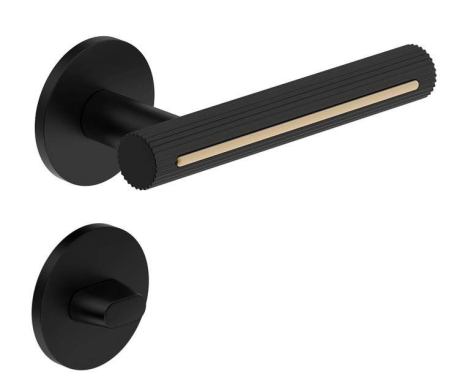 Manere - Maner usa de interior, MODERNO, negru auriu, cu rozeta buton