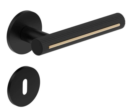 Manere - Maner usa de interior, MODERNO, negru auriu, cu rozeta cheie