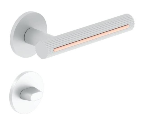 Manere - Maner usa de interior, MODERNO, alb cupru, cu rozeta buton