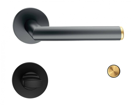 Manere - Maner usa de interior, NOVA DUO, negru auriu, cu rozeta buton