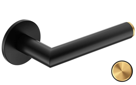 Maner usa de interior, NOVA DUO, negru auriu, cu rozeta cilindru/butuc [1]