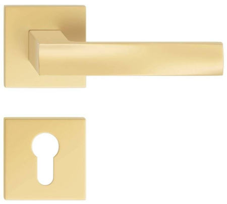 Manere - Maner usa de interior, OFFICE, auriu satin, cu rozeta cilindru/butuc