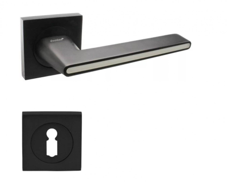 Manere - Maner usa de interior, ONYX, negru alb, cu rozeta cheie