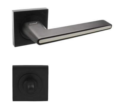 Manere - Maner usa de interior, ONYX, negru alb, cu rozeta buton