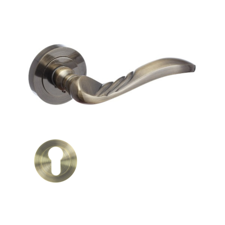 Manere - Maner usa de interior, Petra, bronz lacuit, cu rozeta cilindru/butuc