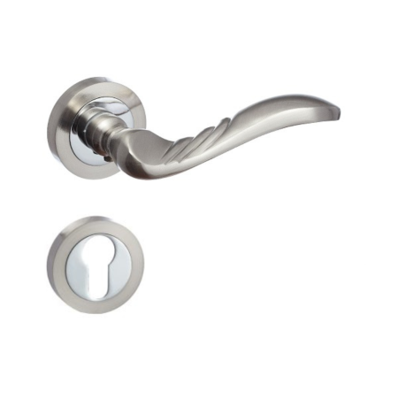 Manere - Maner usa de interior, Petra, crom nichel mat, cu rozeta cilindru/butuc