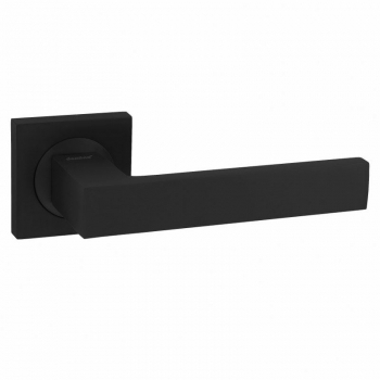 Manere - Maner usa de interior, Qubik, negru mat, cu rozeta patrata