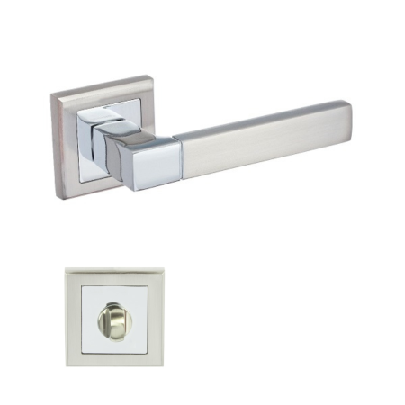 Manere - Maner usa de interior, Real, crom nichel mat, cu rozeta buton