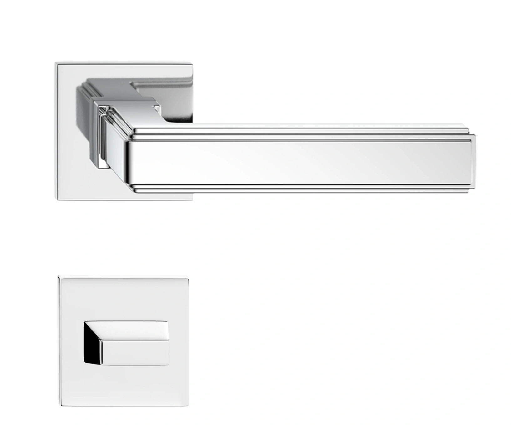Manere - Maner usa de interior, ROYAL Q SLIM, crom lucios, cu rozeta buton