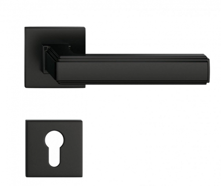 Manere - Maner usa de interior, ROYAL Q SLIM, negru mat, cu rozeta cilindru/butuc