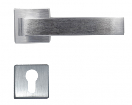 Manere - Maner usa de interior, SHELBY, crom satin, cu rozeta cilindru/butuc