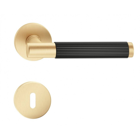 Manere - Maner usa de interior, TIME LINEAR, auriu satin / negru, cu rozeta cheie