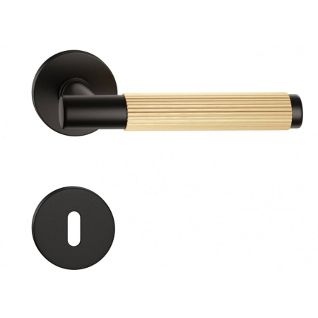 Manere - Maner usa de interior, TIME LINEAR, negru / auriu satin, cu rozeta cheie