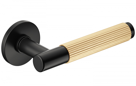Maner usa de interior, TIME LINEAR, negru / auriu satin, cu rozeta cheie [1]