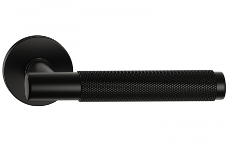 Maner usa de interior, TIME, negru mat, cu rozeta buton [2]