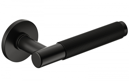 Maner usa de interior, TIME, negru mat, cu rozeta buton [1]