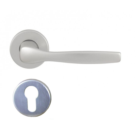 Manere - Maner usa de interior, Venera, argintiu, cu rozeta cilindru/butuc