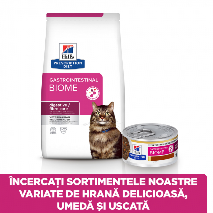 1.5kg Hill’s PD Gastrointestinal Biome, hrană uscată dietă veterinară pentru pisici cu probleme intestinale [9]