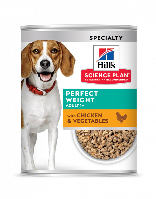 HILL’S SCIENCE PLAN ADULT PERFECT WEIGHT  hrană pentru câini cu pui și legume 363 g (conservă) [1]