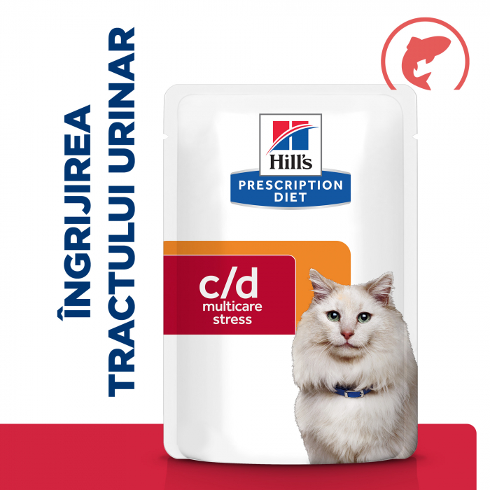 85g Hill's PD Feline C/D Stress Somon (plic), hrană umedă dietă veterinară pentru pisici cu probleme urinare [2]