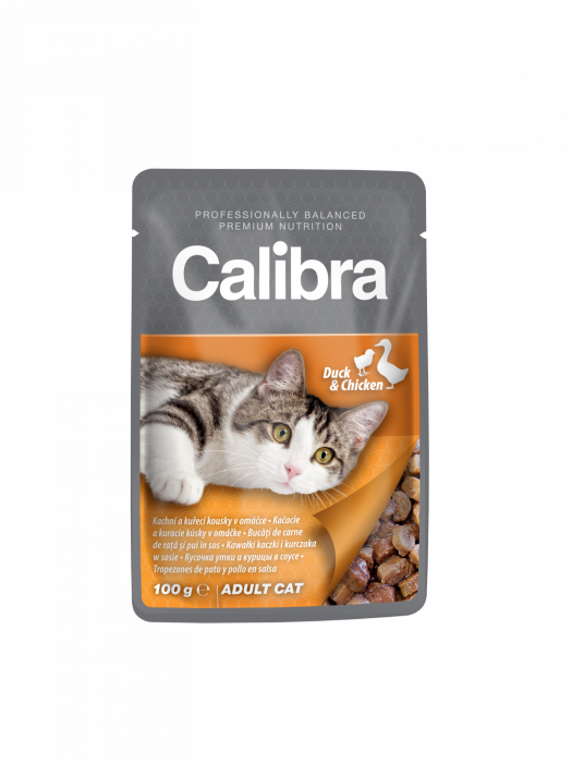 Hrana umeda pentru pisici Calibra Pouch Premium Adult Duck and Chiken plic 100 g [1]