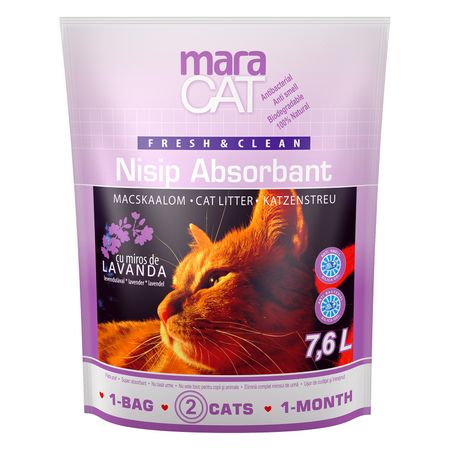 Nisip litiera pisici Maravet Maracat, Absorbant Silicat Lavanda, 7.6 L