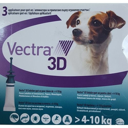 Deparazitare externă pentru câini VECTRA 3D DOG 4 - 10 KG cutie cu 3 pipete [1]