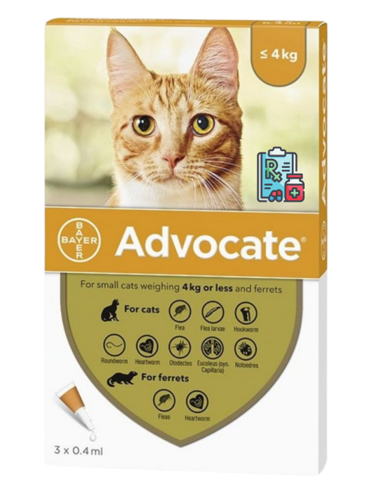 Advocate Cat 0-4 kg x 3 pipete - deparazitare externa si interna pisici [1]