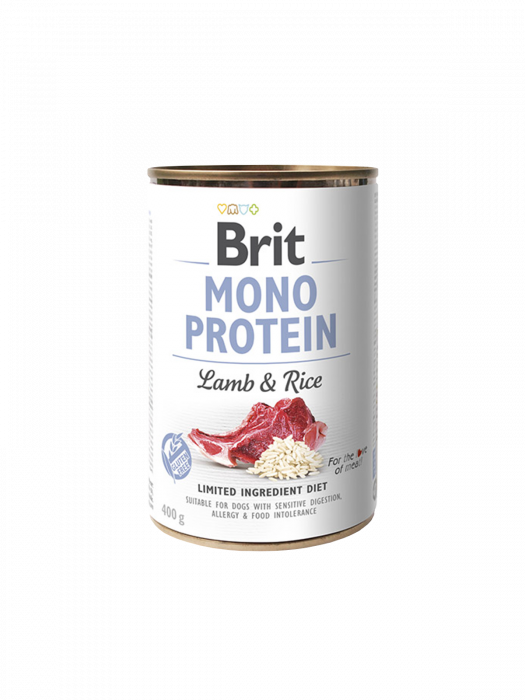 Hrană umedă pentru câini Brit Mono Protein cu Miel și Orez Brun 400 g [1]