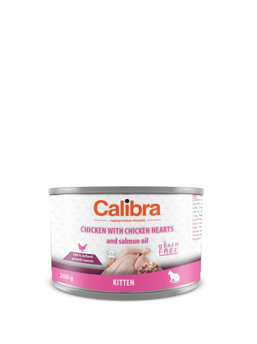 Hrana umeda pentru pisici Calibra Cat Junior pui , inimi de pui si ulei de somon 200 gr [1]