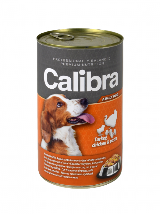 Hrana umeda pentru caini Calibra Dog Curcan , Pui si Paste 1240 gr [1]