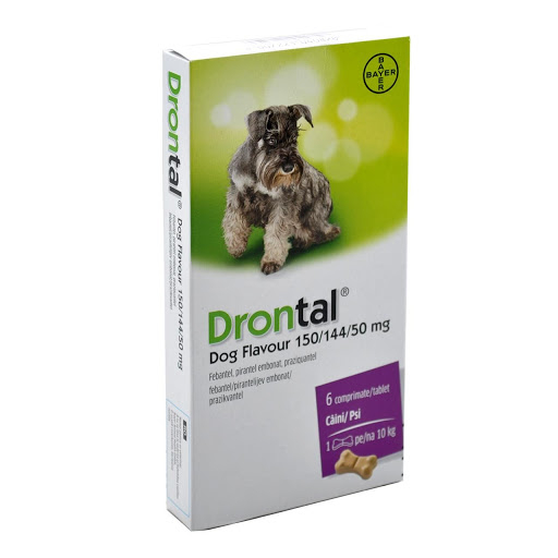 Deparazitare internă câini Drontal Dog Flavour - 150/144/50 mg cutie cu 6 tablete [1]