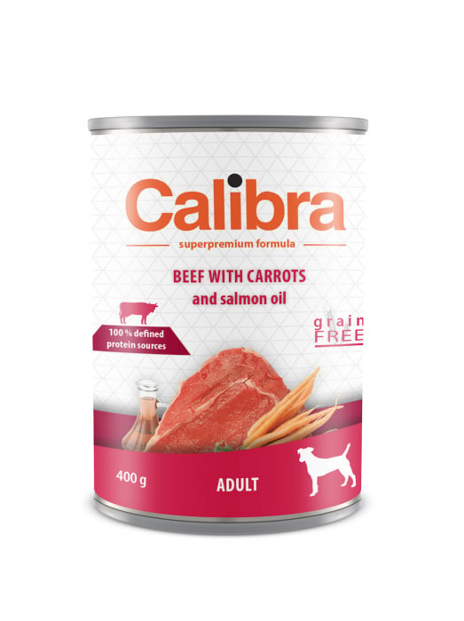 Hrana umeda pentru caini Calibra Dog Adult Vita cu Morcovi 400 gr [1]