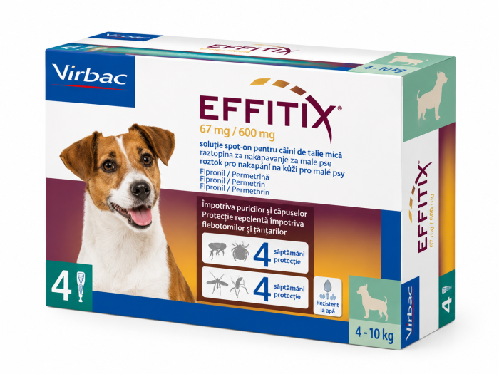 Effitix S 4–10 kg x 4 pipete – antiparazitar extern pentru câini mici [2]