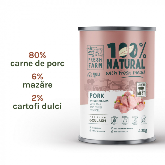 Fresh Farm Goulash with pork, peas and sweet potato 400 gr, hrana umeda ( conservă ) pentru caini [2]