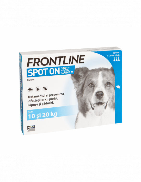 Deparazitare externa pentru caini Frontline Spot-on Dog M 10-20kg cutie cu 3 pipete [1]