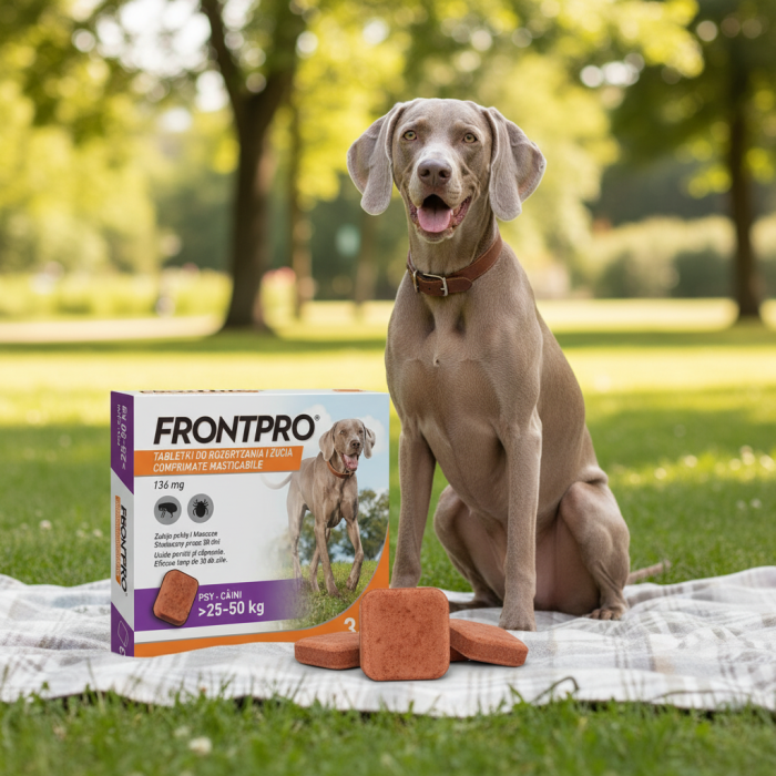 Frontpro 136 mg, comprimate masticabile antiparazitare pentru câini 25-50 kg, împotriva puricilor și căpușelor, 3 comprimate [5]