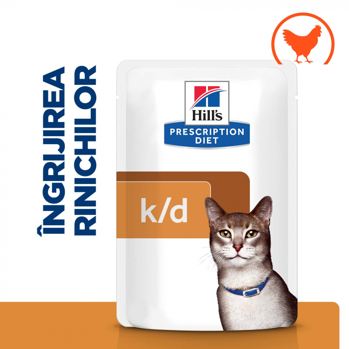Hrană umedă dietă pentru pisici Hills K/D Feline cu pui - plic 85g [3]