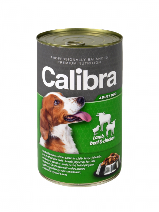 Hrana umeda pentru caini Calibra Dog cu Vita, Miel si Pui 1240 gr [1]