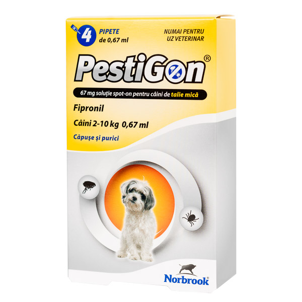 Pestigon Dog S (2-10kg) Fipronil cutie cu 4 pipete, Deparazitare externa pentru caini [1]