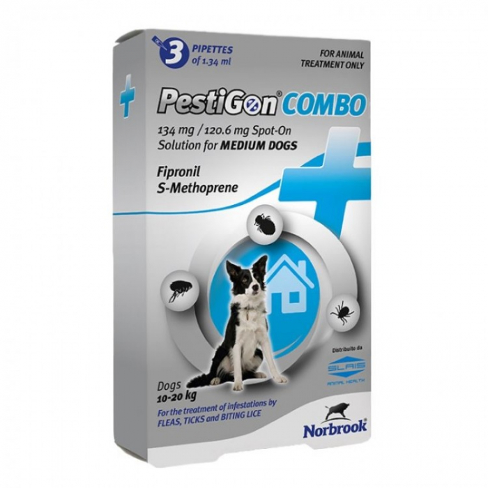 Pestigon Combo Dog M 10-20 kg - 3 pipete deparazitare externă câini talie medie [1]