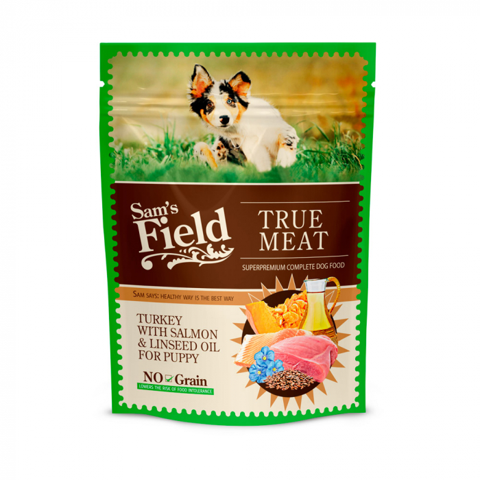 Sam's field dog pouch turkey with salmon and linseed oil for puppy 260gr [1]