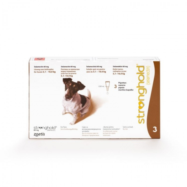Deparazitare externă și internă pentru câini de 5-10 kg - Stronghold 60mg cutie cu 3 pipete [1]