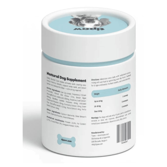 Tipaw Dental Care Powder – Pudră pentru igienă dentară la câini, Supliment pulbere pentru reducerea plăcii bacteriene, tartrului și respirației neplăcute la câini, 120 gr [2]