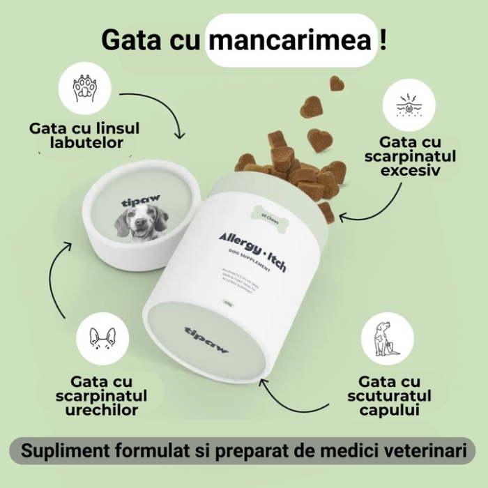 Tipaw – Scapă de mâncărimi! Supliment pentru câini cu probleme de piele, 60 de comprimate masticabile moi [4]
