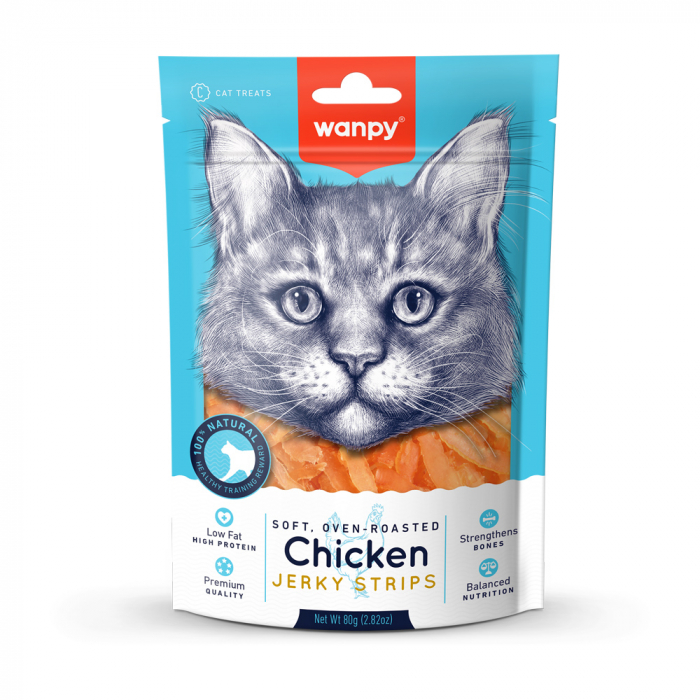 Wanpy recompensa pisici jerky bucati de pui 80 gr [1]