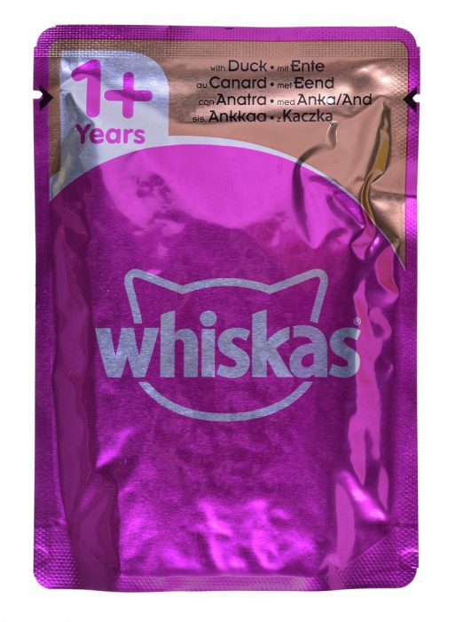 WHISKAS Adult pliculețe 4 x 85 g hrană umedă pentru pisici adulte, în jeleu (bucăți cu: pui, curcan, pasăre, rață) [4]